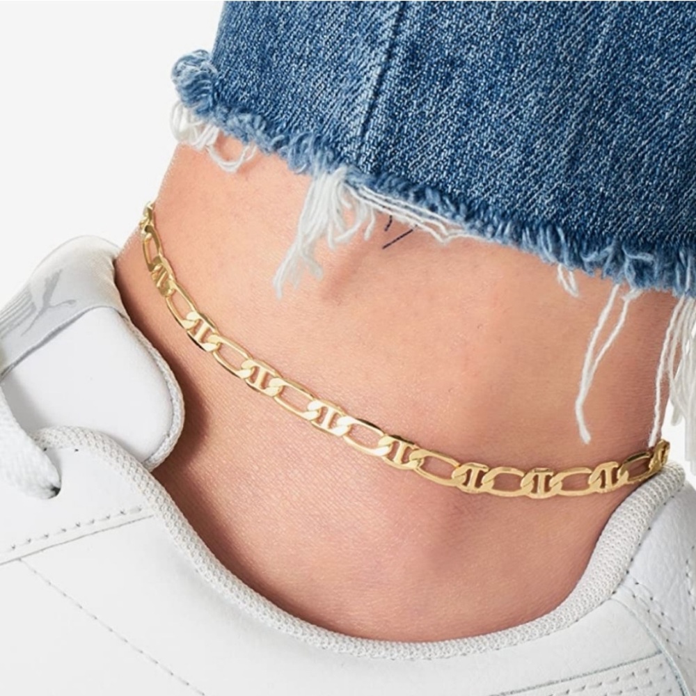 18k Gold plated Figaro Chain Ankle Bracelet NWT